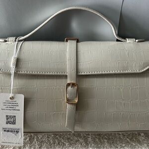 Urban Expressions Cream Croc-Embossed Satchel